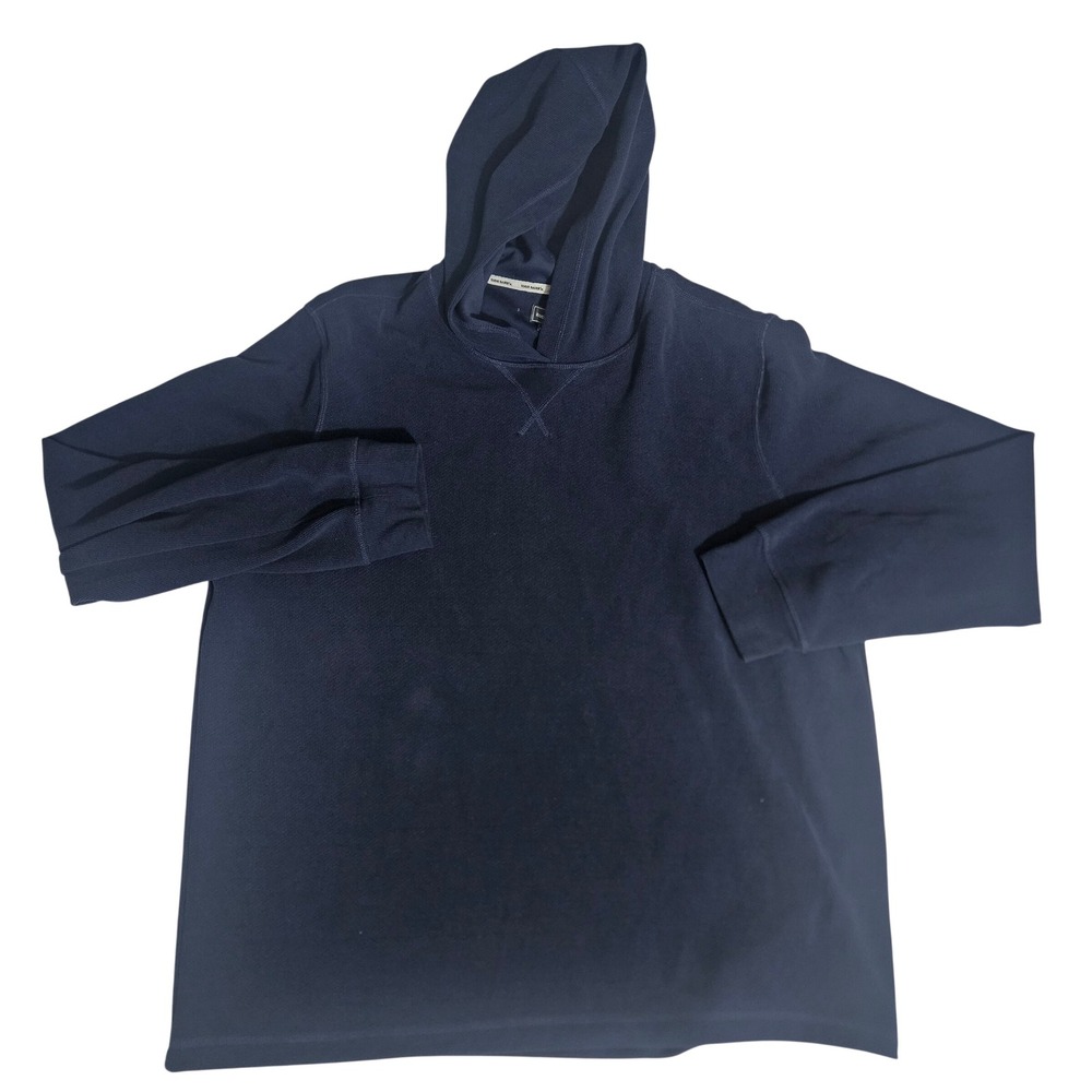 Eddie Bauer Lounge Mens XXL Navy Blue Waffle Knit Thermal Hoodie 18999552